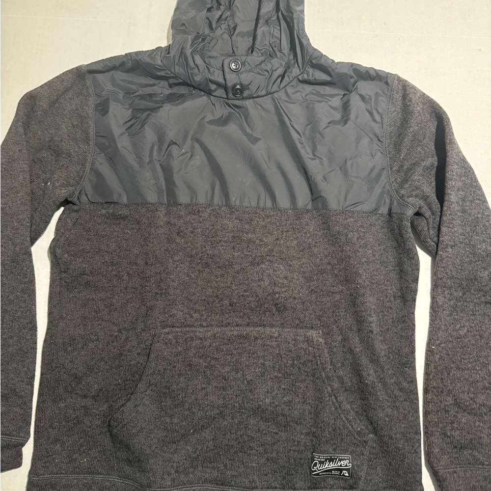 Quiksilver‎ Skateboard Sk8 Grey/Black Hooded Sweatshirt, Large